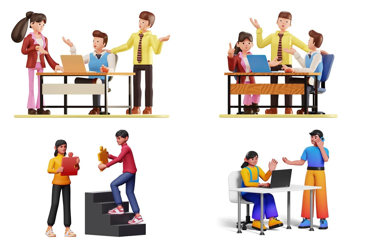 A team working together around a shared table