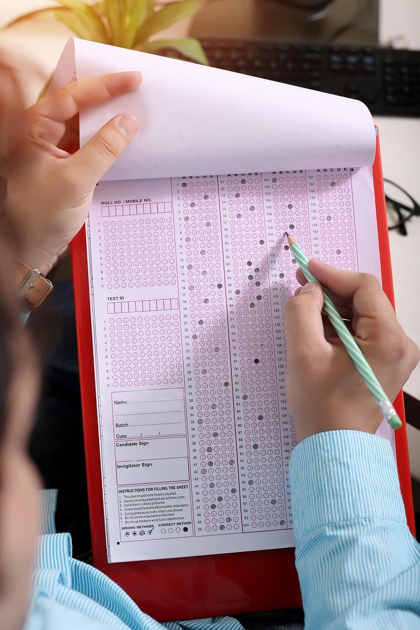 A test paper being completed with a pencil